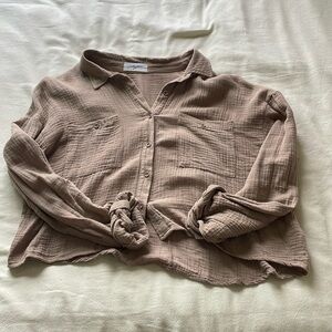 Crinkle Gauze Button Up